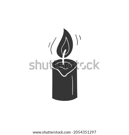 Candle Icon Silhouette Illustration. Church Light Vector Graphic Pictogram Symbol Clip Art. Doodle Sketch Black Sign.