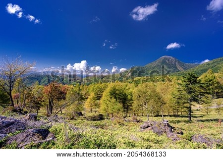 This is an autumn mountain scenery of Yatsugatake Chushin highland national monument in Nagano prefecture, Japan.
This national monument is well known as a tourist destination in this prefecture.