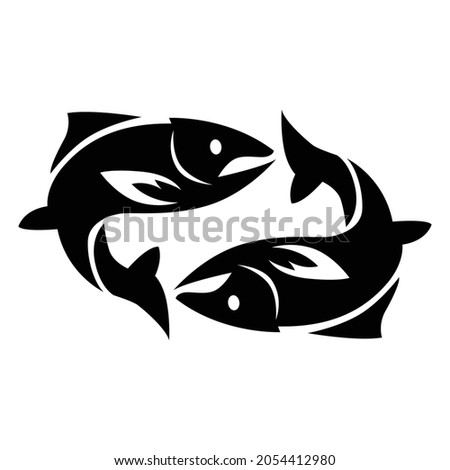 Fish icon black silhouette design template.