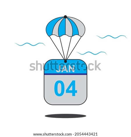 January 4 date of month calender icon with balloon in the air vector eps 10 template element