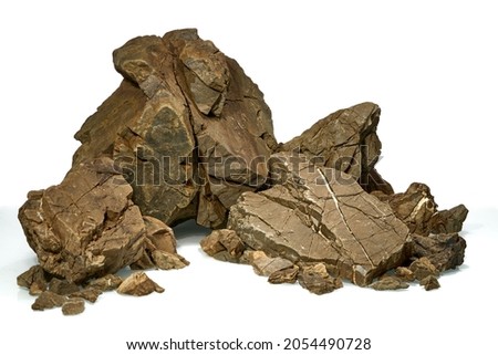 Isolated Frodo stone for aquascaping aquarium on the white background. Very rough textured stones. Royalty-Free Stock Photo #2054490728