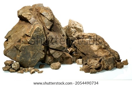 Isolated Frodo stone for aquascaping aquarium on the white background. Very rough textured stones. Royalty-Free Stock Photo #2054490734