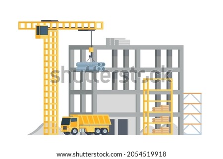 Vector elements representing construction site for city illustration