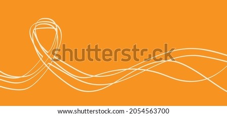 Orange ribbon awareness month. World Kidney Day and symbol of leukemia, RSD, ADHD and animal abuse concept. Cancer pictogram. Flat vector. Healthcare and medicine concept. Orange the world