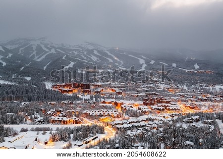Breckenridge, Colorado, USA town skyline in winter at dusk. Royalty-Free Stock Photo #2054608622