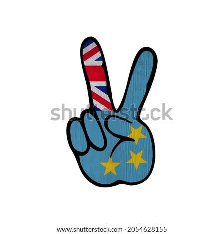 World countries. Hand sign Victory. Tuvalu
