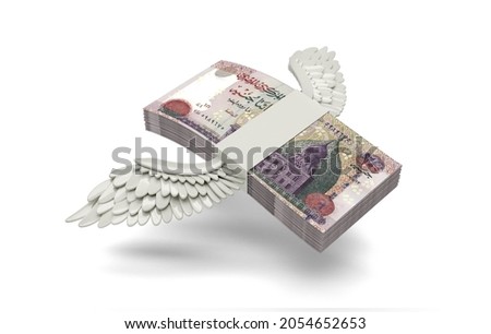 Stack of Egyptian Banknotes of 200 Bills with wings on white background