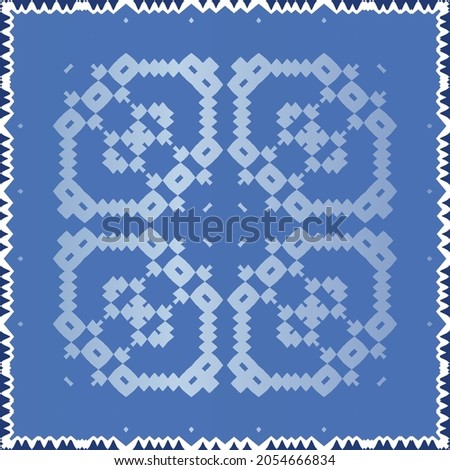Ethnic ceramic tile in portuguese azulejo. Universal design. Vector seamless pattern texture. Blue vintage ornament for surface texture, towels, pillows, wallpaper, print, web background.