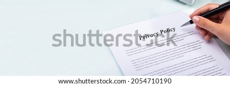 Privacy Policy Notice And Legal Agreement. Woman Reading Contract Royalty-Free Stock Photo #2054710190