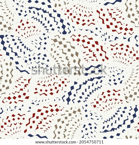 Seamless abstract geometric pattern of random arcuate stripes.
