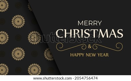 Black merry christmas brochure with vintage orange ornament