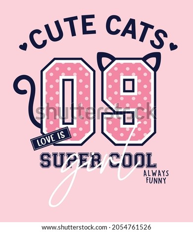 cute cats, girls graphic tees vector designs and other uses Royalty-Free Stock Photo #2054761526