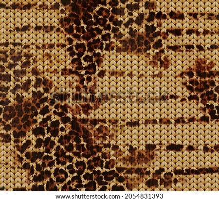 Leopard skin pattern texture; Fashionable print. Knitting wool texture background