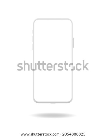 Smart phone white gray mockup isolated on white background with clipping path. Object 3D rendering.