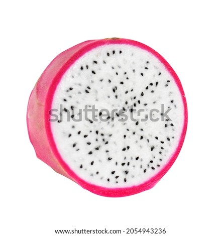 Dragon fruit pitaya pitahaya isolated, no shadow with clipping path in white background