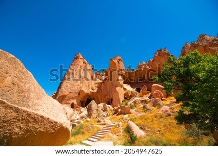 Zelve Open Air Museum in Cappadocia Turkey. Fairy chimneys in Cappadocia. Landmarks and historical places of Turkey.  Royalty-Free Stock Photo #2054947625