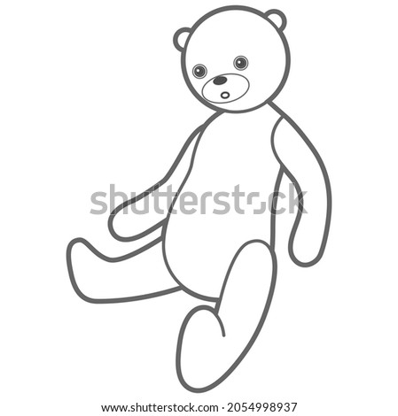 teddy bear toy. linear drawing. vector graphics.