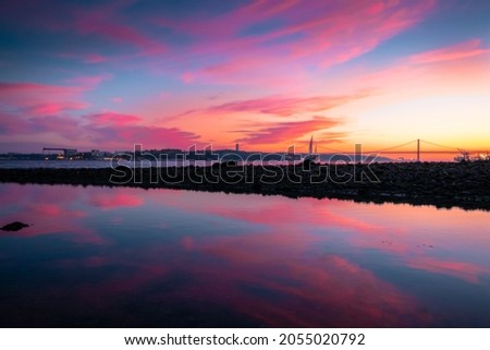 Lisbon Portugal colorful sea sunset Royalty-Free Stock Photo #2055020792