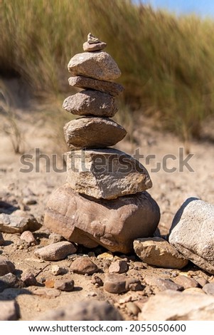 Stone Pyramid at a beach. Balancing act.