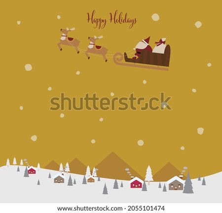 clip art for background of Santa Claus flying in the sky.