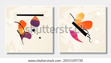 EPS 10 Abstract illustration vector print hand drawn water color painted shapes geometry contemporary aesthetic mid century modern art Scandinavian nordic design style