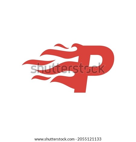 p letter fire flame hot uppercase logo vector icon illustration