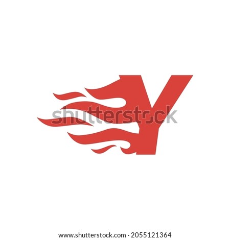 y letter fire flame hot uppercase logo vector icon illustration