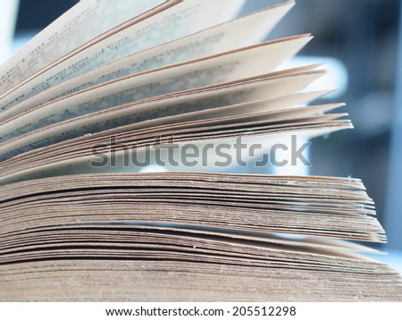 Close up view of open book pages