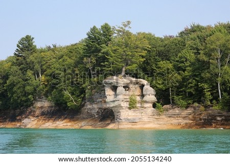 Chapel Rock at Pictured Rocks National Lakeshore of Lake Superior, Munising, Michigan, USA