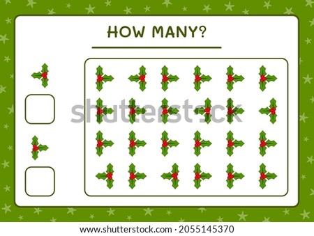 How many holly berry, game for children. Vector illustration, printable worksheet