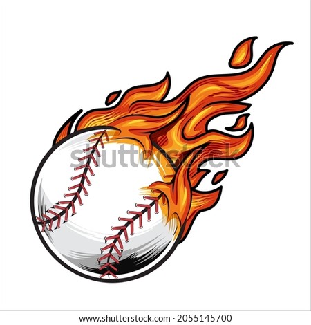 Baseball on fire Vector illustration. 
