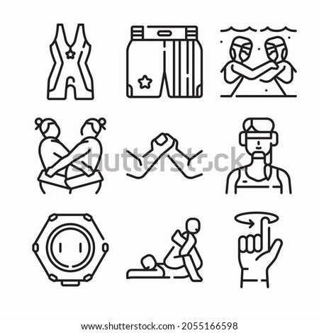Simple Set Wrestling Vector line Icons