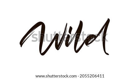 Vector illustration. Hand drawn brush type calligraphic lettering of Wild on white background
