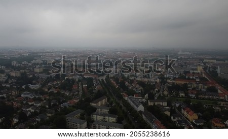 Rainy day in Munich, Germany. Photo taken from drone.