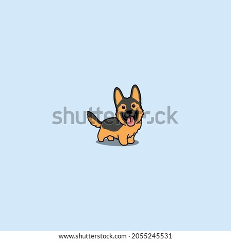 Cute german shepherd puppy cartoon, vector illustration