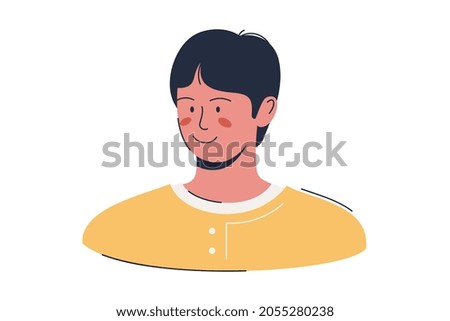 Male face, smiling boy face, avatar concept, flat vector illustration