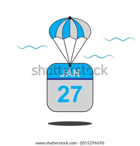 January 27 date of month calender icon with balloon in the air vector eps 10 template element