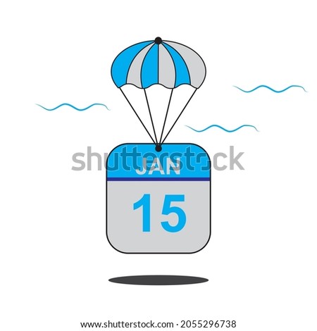 January 15 date of month calender icon with balloon in the air vector eps 10 template element