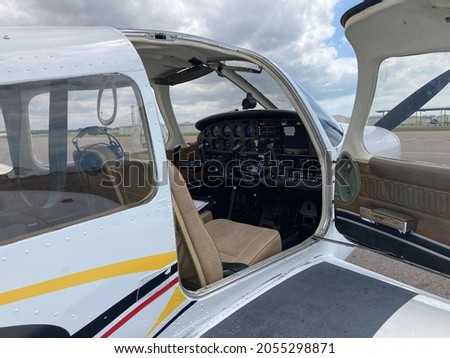 Warrior ll Piper P28-161 interior and in flight. Its a very good recreational plane for private use. Royalty-Free Stock Photo #2055298871