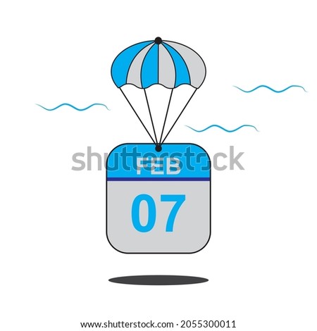 February 7 date of month calender icon with balloon in the air vector eps 10 template element