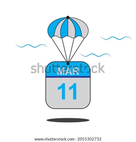 March 11 date of month calender icon with balloon in the air vector eps 10 template element