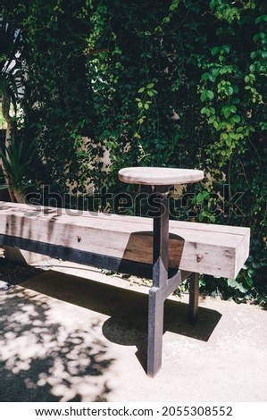 Selective focus wooden bench in the park