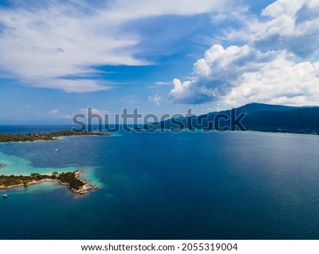 Breathtaking drone photos of the bay of Vourvourou, in Northern Greecem Halkidiki 