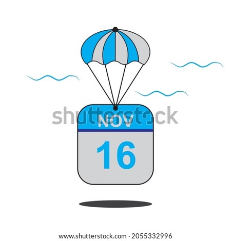 November 16 date of month calender icon with balloon in the air vector eps 10 template element