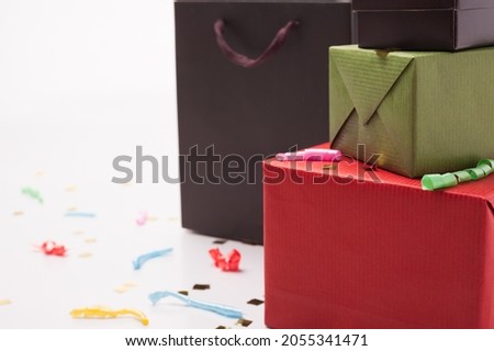 gift boxes and packages in packaging on a white background