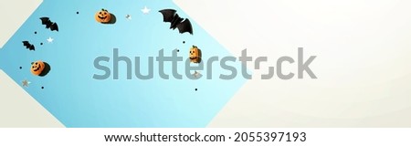 Miniature Halloween pumpkin ghosts with decorations - flat lay