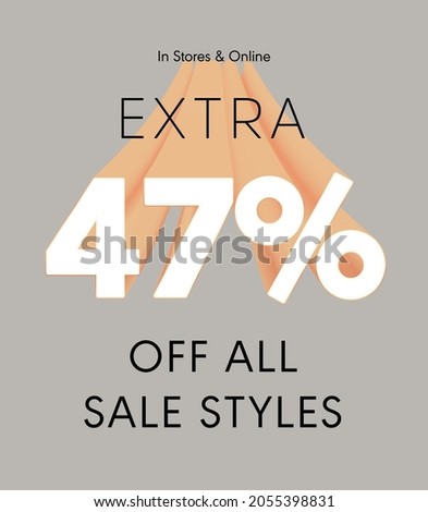 Extra 47% off all sale styles in stores and online, Special offer sale 47 percent discount 3D number tag voucher vector illustration. season label summer sale coupon promo banner holiday
