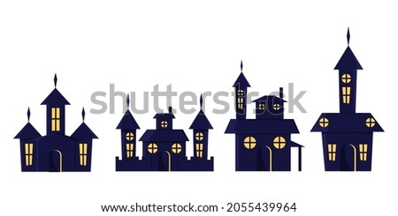 Haunted house. haunted house vector collection for halloween celebration in flat design illustration style