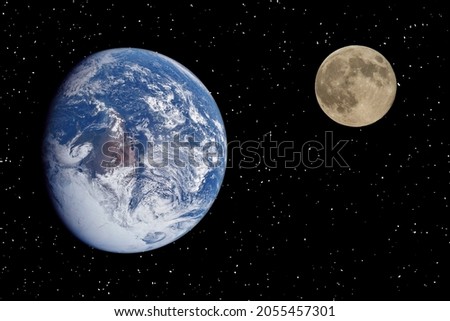 Earth and moon. Science theme. Outer space. The elements of this image furnished by NASA.

