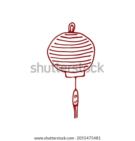 Hand drawn Chinese lantern. Happy Chinese new year of The Tiger. Asian elements with craft style on background. Hand drawn doodle style.